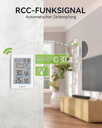 Radiowa stacja pogodowa z czujnikiem zewnętrznym zegar radiowy DCF termomet na Arena.pl