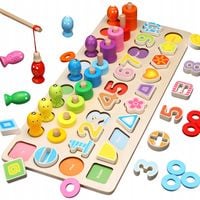 MONTESSORI EDUKACYJNA TABLICA SORTER RYBKI CYFRY