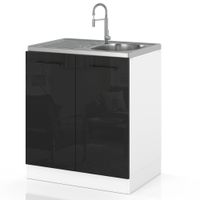 szafka kuchenna dolna pod zlewozmywak modułowa 60cm spremium czarny połysk