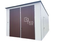 Garaż Blaszany 4x7 Brama - drzwi - biały - dach spad w tył TKD89