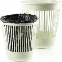 KOSZ NA ŚMIECI PLASTIKOWY 12L ECRU Z OTWORAMI DEKORACYJNY DO KUCHNI BIURA