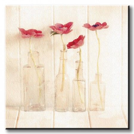 Anemones In Bottles - Obraz na płótnie 40x40 cm zdjęcie 2