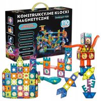 KLOCKI MAGNETYCZNE KONSTRUKCYJNE ŚWIECĄCY TOR EDUKACYJNE DLA DZIECI 110 ele
