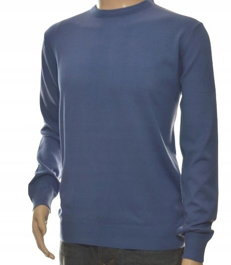 Sweter męski z kaszmiru i wełny merynosów 2XL XXL indygo zdjęcie 2