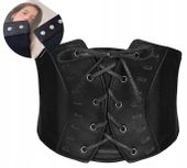 Pasek Szeroki Wiązany Pas Damski Gorset Czarny Sznurowany Skórzany