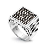 srebrny męski sygnet z markazytami