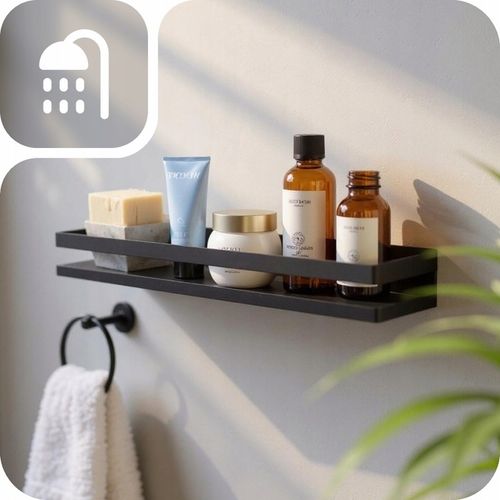 PÓŁKA ŁAZIENKOWA NA KOSMETYKI KUCHENNA CZARNA NA ŚCIANĘ XL 30cm LOFT na Arena.pl