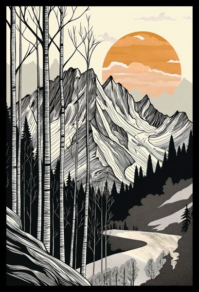 Plakat 30x45cm Drzeworys Górski zdjęcie 2