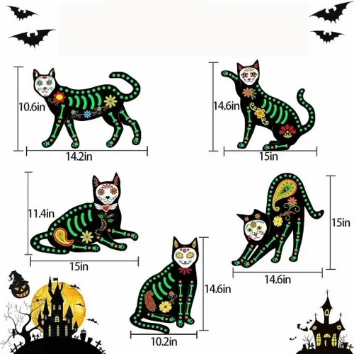 ZESTAW 5 fluorescencyjnych przerażających kotów święcace w ciemności +kotwy na Arena.pl
