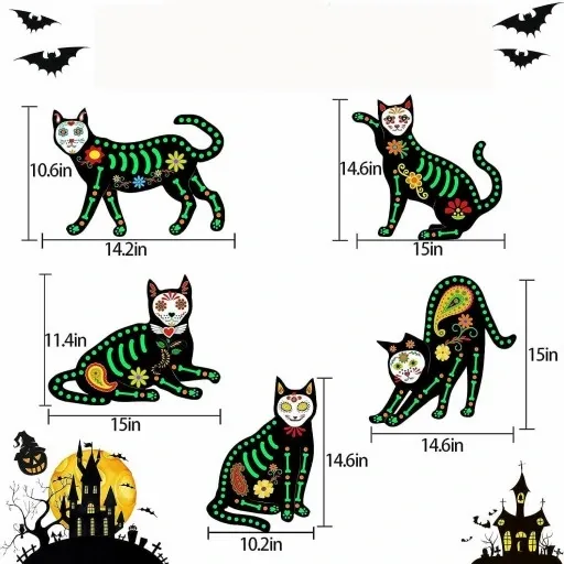 ZESTAW 5 fluorescencyjnych przerażających kotów święcace w ciemności +kotwy zdjęcie 6