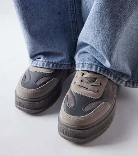 Szare sneakersy na platformie Fabienne 37 na Arena.pl