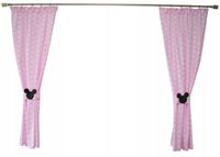 Zasłonki dla dziewczynki różowe grochy Myszka kpl