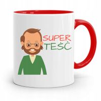 Kubek Czerwony Dla Teścia Super Teść Prezent Z Nadrukiem Ze Zdjęciem