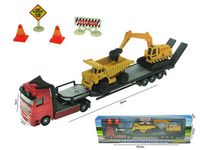 Auto transporter laweta metalowa z dwoma pojazdami budowlanymi