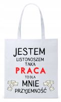 Dla Listonosza Prezent Torba Eco Biała Shopper Z Nadrukiem Ze Zdjęciem