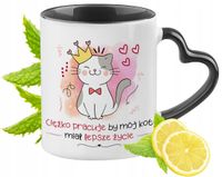 Kot Kotek Kotki Kubek Czarny Z Uszkiem W Kształcie Serca Na Prezent