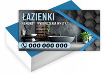 Wizytówki firmowe Foliowane 1000szt ŁAZIENKI REMONTY WYKOŃCZENIA wzory