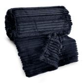 Koc granatowy 200x220 NINA flanelowy miękki ciepły i puszysty efekt 3D