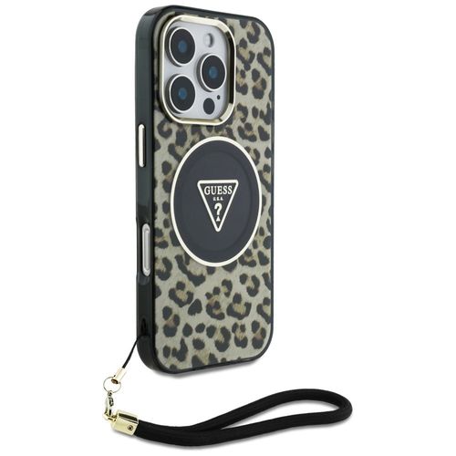 Etui Guess HC IML Leopard Triangle Cord Strap do iPhone 16 Pro MagSafe brąz na Arena.pl