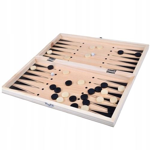 SZACHY DREWNIANE WARCABY TRYKTRAK GRA 3w1 KLASYCZNA PLANSZOWA DUŻE 34CM na Arena.pl