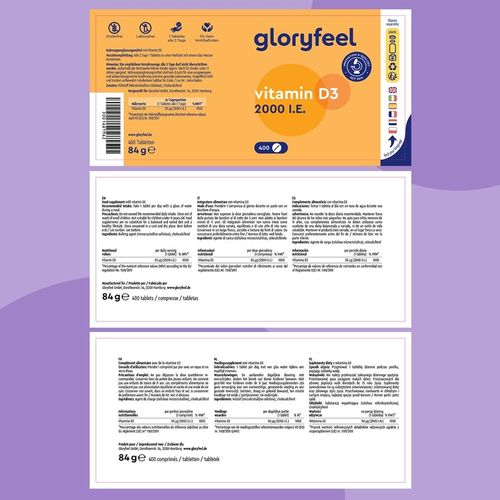 WITAMINA D3 2000 jm - 400 tab witamina słońca na ODPORNOŚĆ gloryfeel na Arena.pl