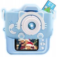APARAT CYFROWY DLA DZIECI Dziecka Fotograficzny NIEBIESKI KOTEK + KARTA 4GB
