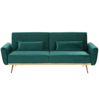 Sofa rozkładana welurowa zielona EINA