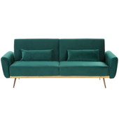 Sofa rozkładana welurowa zielona EINA