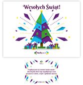 Kartka A6 z gotowymi życzeniami uniwersalna dwustronna kolorowa choinka