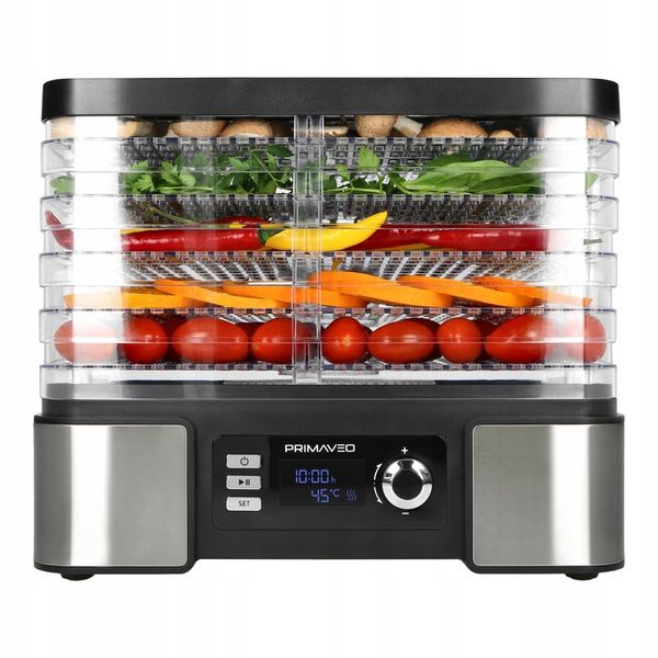 DUŻA SUSZARKA DO GRZYBÓW OWOCÓW TERMOOBIEG 450W ZEGAR PRIMAVEO POJEMNA 12L zdjęcie 1
