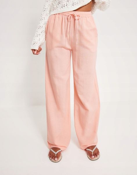 NELLY POMARAŃCZOWE LUŹNE SPODNIE LEN PR3 NG5__S zdjęcie 1