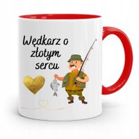 Kubek Czerwony Wędkarza Wędkarz O Wielkim Sercu Z Nadrukiem Ze Zdjęciem