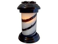 ZNICZ LAMPION NA GRÓB CERAMIKA TUBA MAŁA ZEBRA BIAŁO-CZARNA+ŚWIECA LED