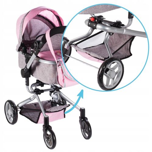 WÓZEK DLA LALEK GŁĘBOKI SPACERÓWKA TORBA GONDOLA SKŁADANY REGULACJA RĄCZKI na Arena.pl