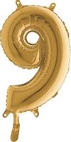 Balon foliowy cyfra "9" złoty, 36 cm
