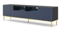 Szafka RTV Ravenna B 200 2D2S czarny mat/granatowy rama złota
