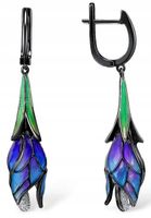 Kolczyki srebrne kwiatki angielskie wiszące długie kolczyki duże srebro