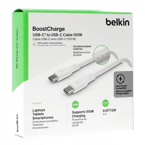 Belkin - Kabel Boost - USB-C do USB-C PD, 5A 100W, z oplotem nylonowym, 2 m na Arena.pl
