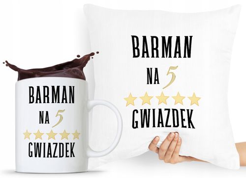 Zestaw Poduszka + Kubek Prezent Dla Barmana Z Nadrukiem Ze Zdjęciem na Arena.pl