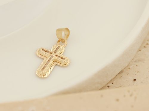 Złoty krzyżyk z cyrkoniami 585 0.40g efektowny nowoczesny wzór piękny 14kt na Arena.pl