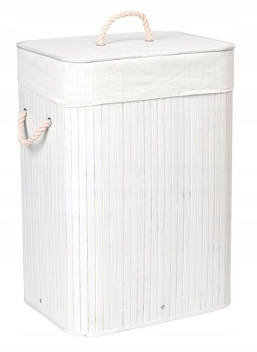 KOSZ BAMBUSOWY NA PRANIE BIELIZNĘ BIAŁY POJEMNIK ŁAZIENKOWY ORGANIZER 80L na Arena.pl
