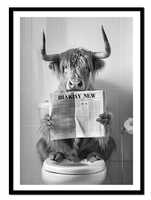 OBRAZ PLAKAT W RAMIE do Łazienki WC Toalety bizon żubr gazeta P2535_33x43