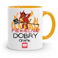 Kubek Żółty Prezent Dla Piekielnie Dobrego Grafika Z Nadrukiem Ze Zdjęciem