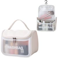 Wodoodporna kosmetyczka podróżna kuferek na kosmetyki washbag pojemna biała