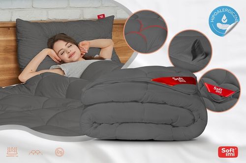 KOŁDRA CAŁOROCZNA ANTYALERGICZNA 140X200 SZARA Z POLSKI CIEPŁA 4 PORY ROKU na Arena.pl