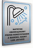 Tabliczka znak informacyjny 30x20 NATRYSK OBOWIĄZKOWY Aluminiowa NADRUK UV