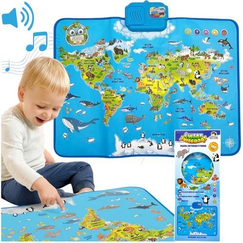 INTERAKTYWNA MAPA ŚWIATA ZWIERZĄT DOTYKOWA MATA EDUKACYJNA MÓWI PO POLSKU na Arena.pl