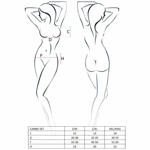 passion canne komplet damski czarny l/xl - biustonosz, stringi, pas na Arena.pl