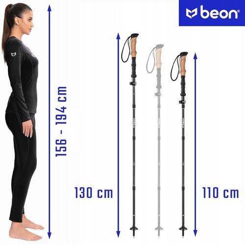 KIJE TREKKINGOWE SKŁADANE KARBONOWE KIJKI W GÓRY WŁÓKNO WĘGLOWE BEON CARBON na Arena.pl