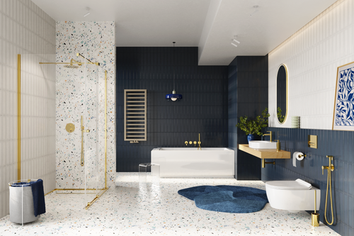 Delta PI bateria umywalkowa stojąca, złoty połysk na Arena.pl